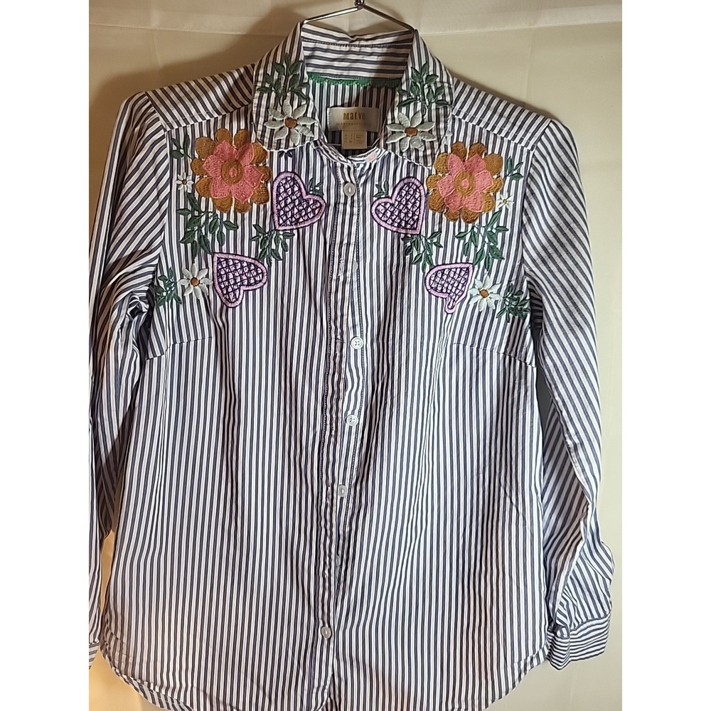 Maeve Anthropologie Embroidered Shirt - Size 0.